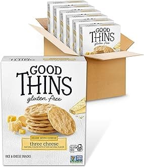 Three Cheese Rice & Cheese Snacks Gluten Free Crackers, Bulk Snack Crackers, 6 - 3.5 oz Boxes