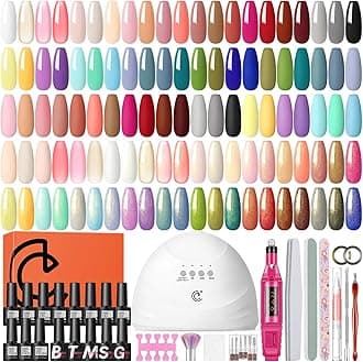 COSCELIA 53ps Gel Nail Polish Kit with U V light and Drill Starter Kit 35 Spring Colors Gel Polish 5pcs Top Base Coat LED Lamp Nail Art All Seasons Gel Manicure Kit Gifts for Women