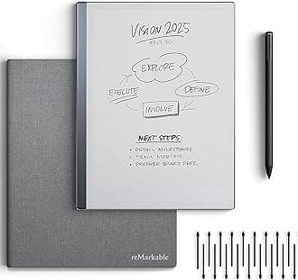 reMarkable 2 Bundle - reMarkable 2 Tablet (10.3” Digital Paper Display) – Includes Gray Polymer Weave Book Folio, Marker Plus, 18 Spare Marker Tips, USB-A to USB-C Cable, 50 Days Free Connect Trial