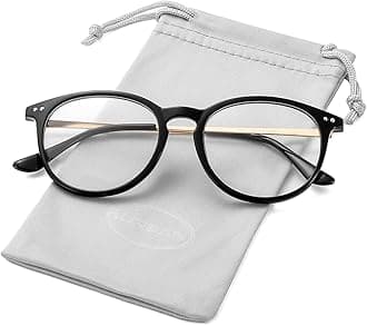 Non Prescription Clear Lens Fake Glasses for Women Men Retro Round Plastic Frame Eyeglasses