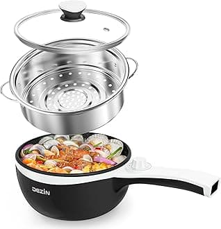 Hot Pot Electric With Steamer Upgraded, Non-Stick Sauté Pan, Rapid Noodles Pot, 1.5L Mini For Steak, Egg, Fried Rice, Ramen, Oatmeal, Soup Power Adjustment
