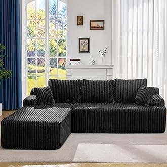 Hobestluk Modular Sectional Sofa Couches L-Shape Couch 3 Seat Modular Sofa Memory Foam Sectional Couches for Living Room, Cloud Couch with Oversized Chaise (108" Left Facing Chaise)