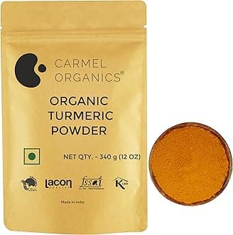 CARMEL ORGANICS Turmeric Root Powder(340 g (Pack of 1))| Haldi Powder | Jaivik Bharat Certified | Non-GMO | Chemical Free & Pesticides Free | No Added Preservative | Manjal Podi/Pasupu Podi
