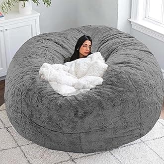 Bean Bag Chair for Adults Without Filler Cover for Lazy Sofa Chair Bedroom Chair Floor Chair Comfy, Grey, 6FT, 150 * 65cm