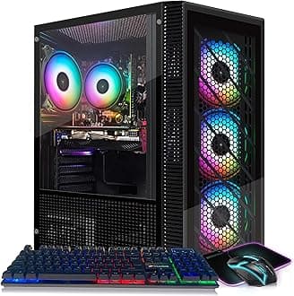 STGAubron Gaming Desktop PC, Intel Core i5-9400F up to 4.1GHz, Radeon RX 580 16G GDDR5, 16G RAM, 1T SSD, 600M WiFi, BT 5.0, RGB Fan x 4, RGB Keyboard & Mouse & Mouse Pad, W11H64