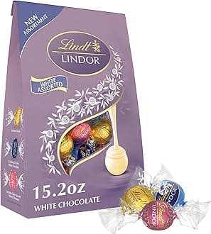 LINDOR White Chocolate Assorted Chocolate Candy Truffles with Smooth, Melting Truffle Center, 15.2 oz. Bag