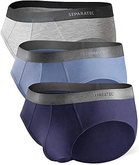 SeparatecMens Underwear With Pouch Breathable Cooling Rayon Made from Bamboo Underwear, Dual Pouch Mens Briefs 3 Pack