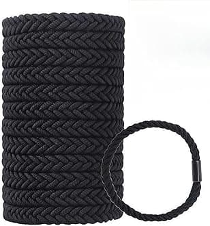 Large Braided Mens Hair Ties for Man Hair Bands for Long Hair Men Bun, Black Pony Tails Ties for Women, Guys, Bracelet Hair Ties for Sport Girls Thick Hair, Durable Stretch Scrunchies