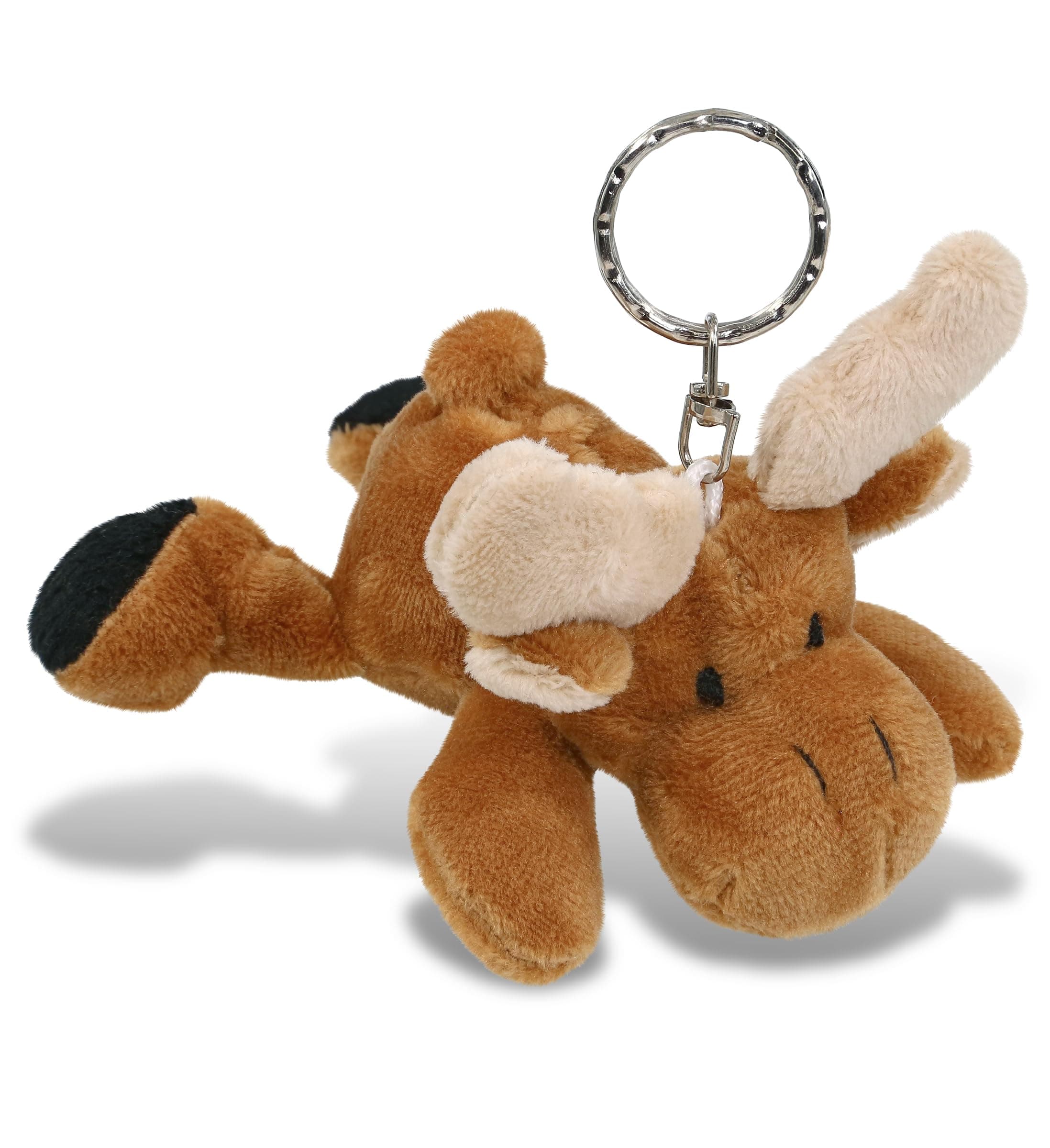 Puzzled Plush Moose Stuffed Animal Keychain - Super Soft Keychain for Backpack, Purse and Handbags, Cute Animal Keychains for Girls and Boys, Ideal Backpack Charms for Wild Animal Lovers - 4 Inches
