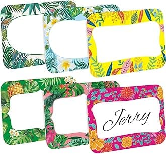 Pajean 240 Pcs Hawaii Name Tags Self Adhesive Gift Tags Summer Sticky Labels Sticker Green Name Badge for Themed Party School Classroom Office Home Gift Boxes, 3 x 3 Inch