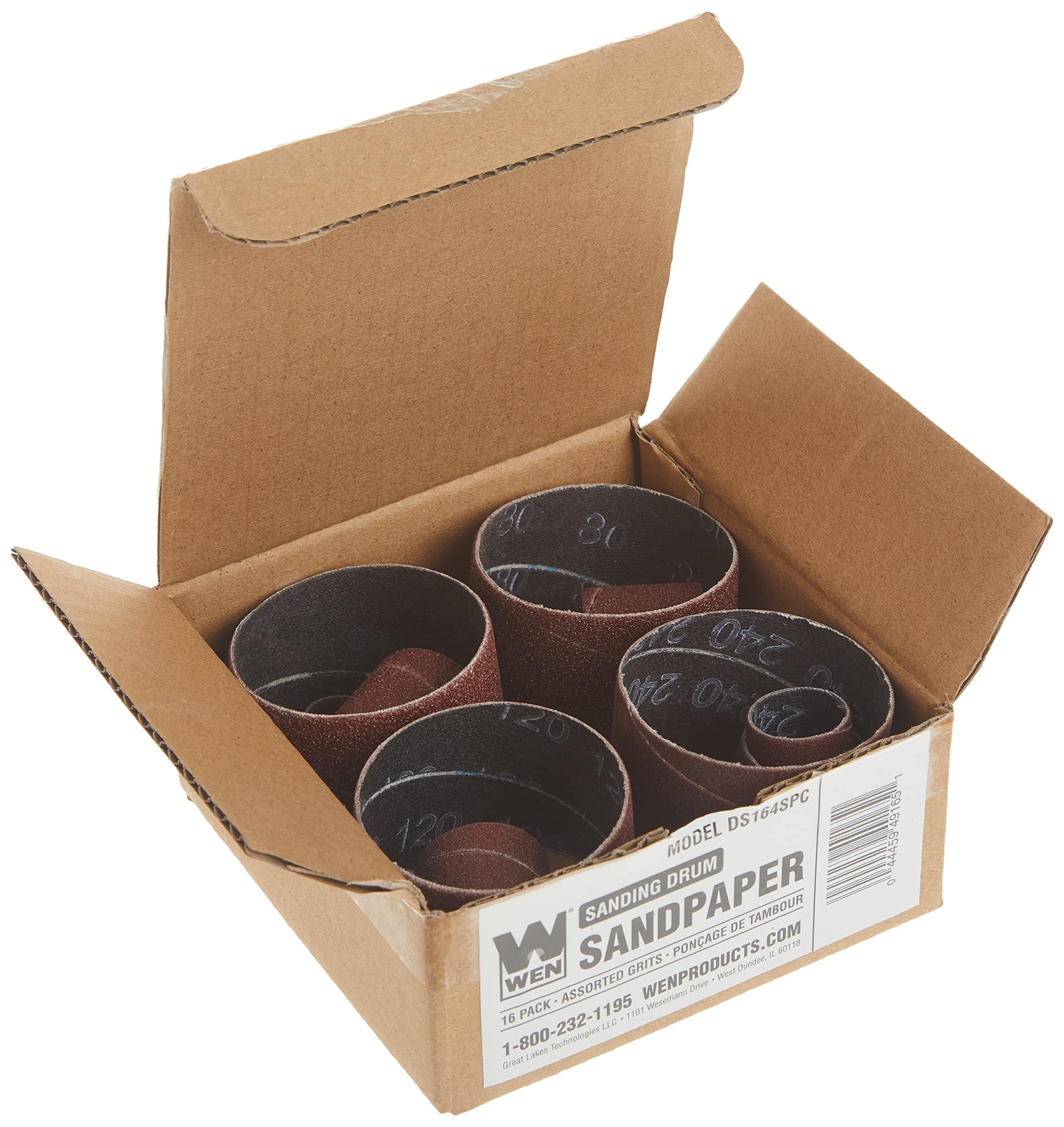 WEN DS164SPC 16-Piece Replacement Sanding Drum Sandpaper Kit, Assorted Grits
