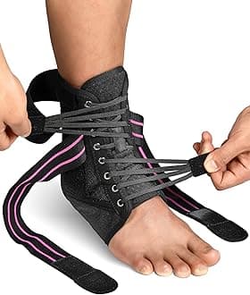 Quick Lace Up Ankle Brace for Women with Removable Side Splints, Adjustable Ankle Support for Sprained Injury Recovery, Ankle Stabilizer for Basketball Volleyball Tennis, 1 Unit