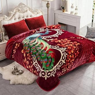 Plush Fleece Blanket Queen Size 91" x 75", 3.7LBs 1 Ply Soft Korean Mink Warm Lightweight Bed Blanket for Autumn Winter