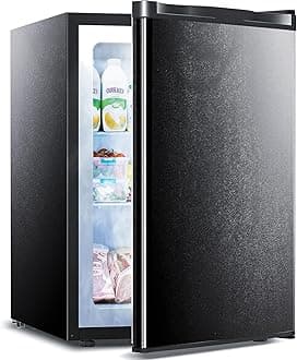 3.0 Cu.ft Small Freezer, Mini Upright Freezer with Adjustable Thermostat, Removable Shelves, Reversible Single Door, for Bedroom/Home/Dorms/Apartment, Black