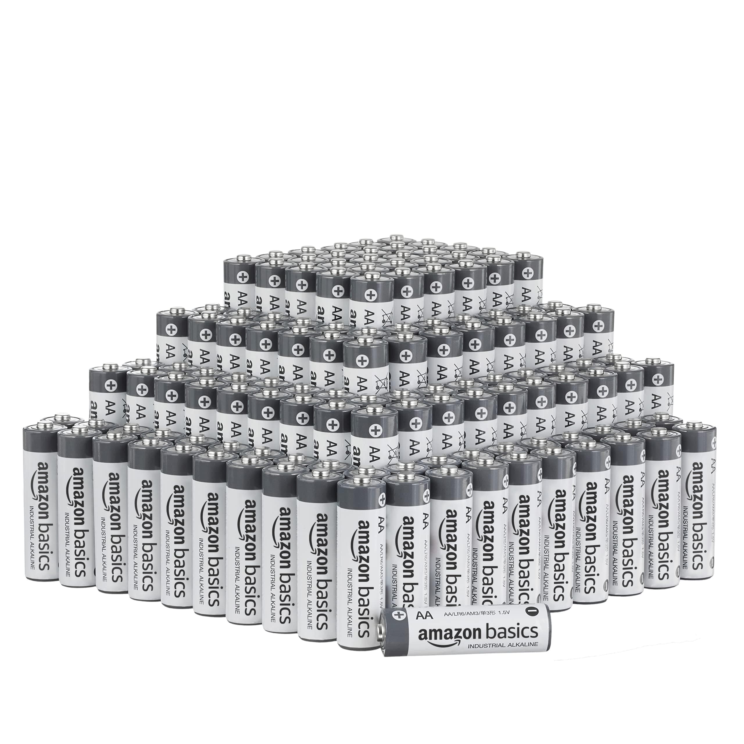 Amazon Basics 200-Pack AA Alkaline Industrial Batteries, 1.5 Volt, 5-Year Shelf Life