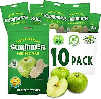 Summmer Freeze Dried Apple Slices - 10 Packs - No Added Sugar Package - 8.8 Oz 100% Natural Candy, Fruit Snack for Kids & Adults