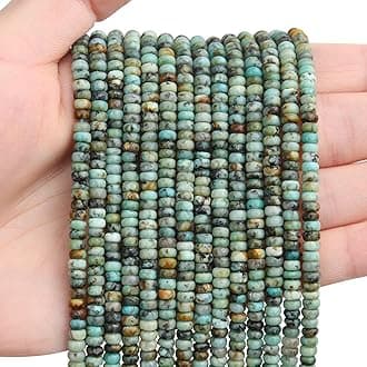BONNY BOXX 1 Strand (150PCs) Natural 2 * 4mm African Turquoise Rondelle Beads, Natural Abacus Disk Stone Beads Loose Spacer Gemstone for DIY Bracelet Necklace Jewelry Making