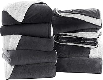 IR Imperial Rooms Grey Sherpa Blankets Queen Size for Bed - Wholesale Bulk Pack of 9 Sherpa Blankets - Soft Fluffy Throw Blanket for Hotels, Guest Bedroom, 90x90 Inches