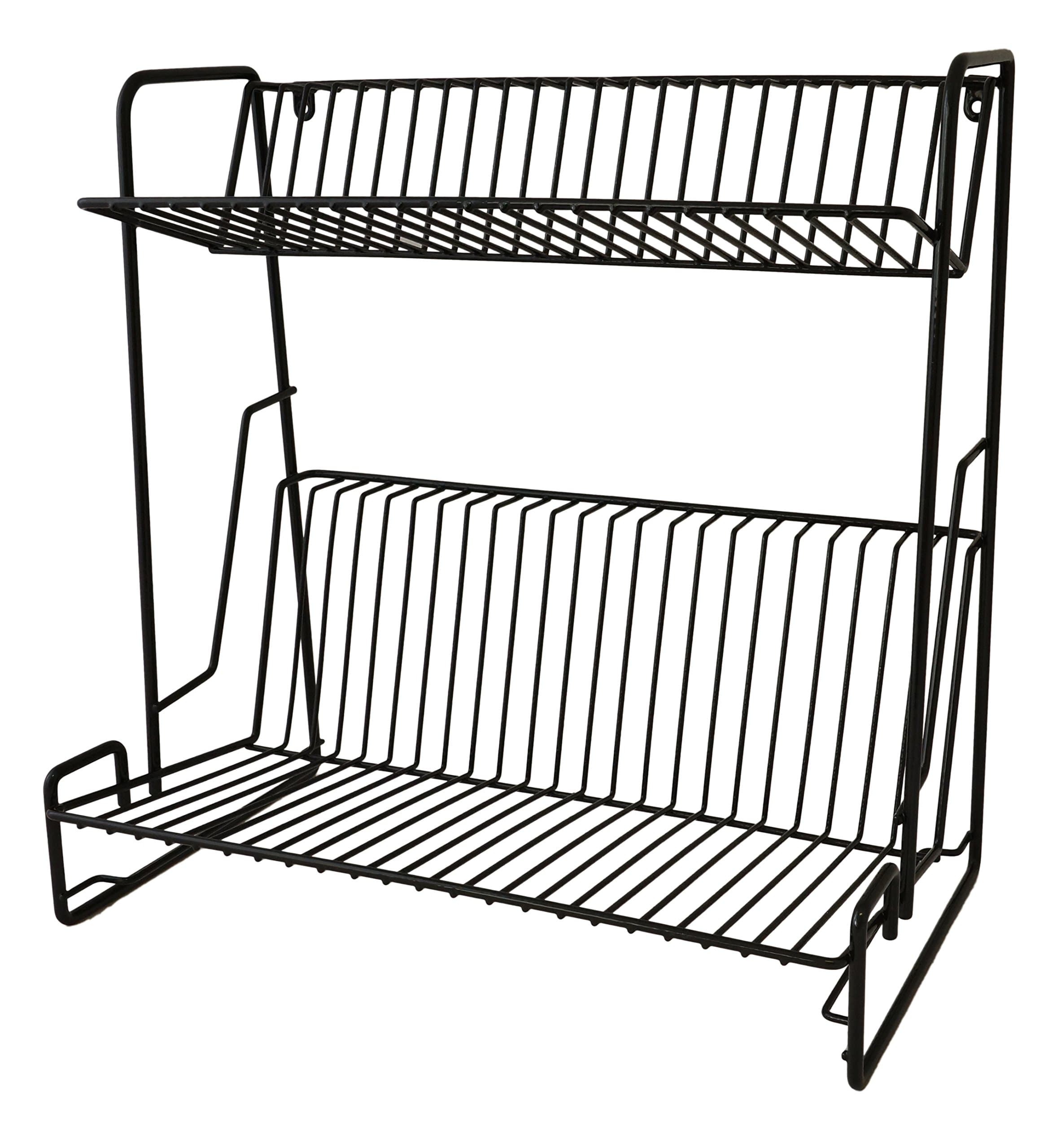Delfinware Black 2 Tier Plate Rack