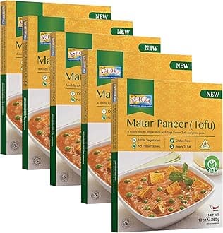 Ashoka Heat & Eat Meals 1932, Plant-Based Tofu & Green Peas Curry, Gluten-Free On the Go Meals, Kosher Certified, All-Natural Matar Paneer, Microwave Friendly with No Preservatives, Pack of 10