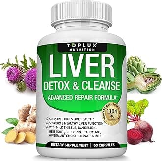 Liver Cleanse Detox & Repair Formula Liver Detox Supplement – Milk Thistle with Dandelion, Artichoke, Turmeric, Beet Root, Turmeric & More for Natural Fast Herbal Cleansing Non-gmo Vegan 60 Capsules