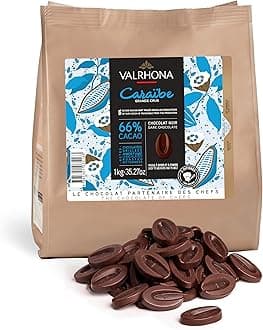 Valrhona Dark French Chocolate Discs for Baking (Feves) Candies 1kg (Pack of 1) (CARAIBE 66%)