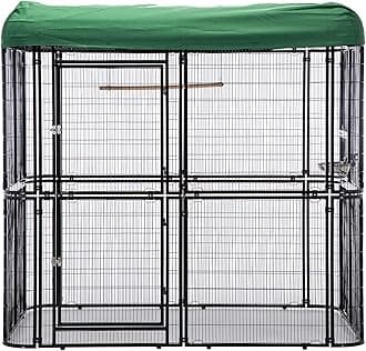 WONLINE Large Walk in Bird Cage, with Cover Top Parakeet Finch Budgie Conure Lovebird Aviary Pet House Heavy Duty Black