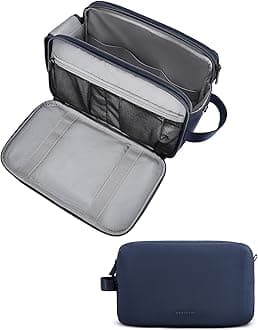BAGSMART Toiletry Bag for Men, Travel Toiletry Organizer Dopp Kit Water-resistant Shaving Bag for Toiletries Accessories (Navy, II - Large), gjj-qc-39