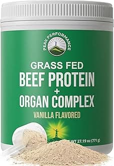 Grass Fed Beef Protein Powder + Organ Complex - Lactose Free Great Tasting Beef Protein Isolate - Animal Based Non Dairy No Whey Paleo Carnivore Supplement for Muscle Building - Vanilla Flavor