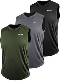 NELEUS Men's 3 Pack Dry Fit Athletic Muscle Tank Workout Gym Shirt