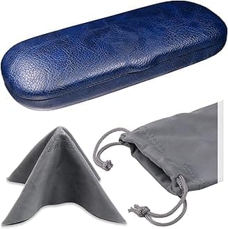 Men Small Glasses case - Eyeglasses Hard Shell Holder Pouch & Cloth-Reading Slim & Narrow Case Heavy Duty