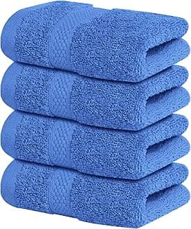 Infinitee Xclusives Luxury Wash Cloths for Showering [13x13] – 100% Cotton Washcloths [Pack of 4], Soft and Absorbent Face Towels for Bathroom Wash Clothes, Gym, and Spa (Eloquent Blue)