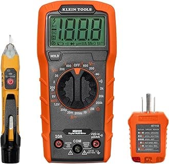 Klein Tools 69149P Electrical Test Kit with Digital Multimeter, Noncontact Voltage Tester and Electrical Outlet Tester, Leads and Batteries, Green,Red