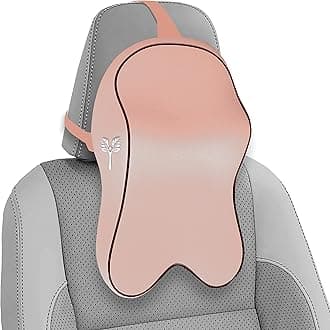 Grin Health Orthopedic Car Neck Rest Pillow -Large Plus | Extra Deep Car Seat Neck Support Head Rest Cushion for Long Drives & Neck Relief | Memory Foam Neck Pillow for Car & Office (Beige)