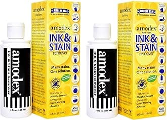 Ink & Stain Remover for Clothes, Leather and Skin - Removes Ink, Ballpoint, Sharpie, Grease and More, Works on Set-in Stains, Gentle but Powerful, 4oz/120ml Bottle (Pack of 2)