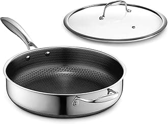 Hybrid Nonstick 4.5-Litre Deep Sauté Pan with Tempered Glass Lid, Stay-Cool Handle, Dishwasher-Friendly, Oven-Safe Up to 480°C, Induction Ready, Compatible with All Cooktops