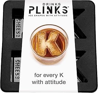 DRINKSPLINKS Letter K Personalized Ice Cubes Mold With Initials. Custom Ice Cube Trays are Thoughtful Customized Gifts, Fun Cocktail Accessories, Monogram Whiskey and Bourbon Gifts for Men and Women