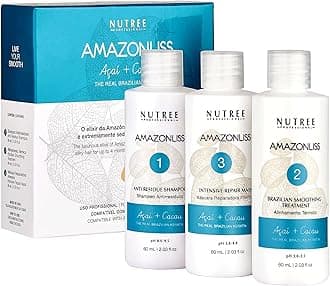 Amazonliss Brazilian Keratin Kit for Thermal Reconstruction Shampoo 8,45 oz, Smoothing Treatment 8,45 oz, Mask 8,45 oz