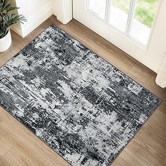 Washable Area Rugs 2'x3' Non-Slip Modern Abstract Soft for Living Room Entryway Bedroom Nursery, Print Pattern, Black Navy Blue Gray