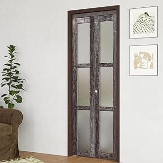 BARNER HOME Bifold Door, for 36in x 80in Opening, 3-lite Tempered Frosted Glass Closet Door with Hardware Kit Included, MDF, Ancient Wood Color