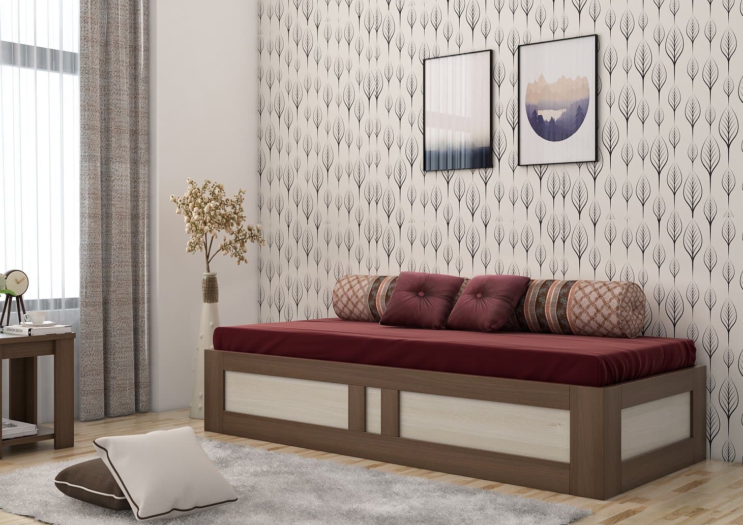 Spacewood Single Engineered Wood Leo Day Bed with Box Storage (Particle Board - MOL-Acacia Dark) Brown