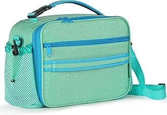 Cerbonny Kids Lunch Box, Green, Unisex, Meal Holder, Durable Polyester Fabric, Insulated PE Foam Lining, Adjustable Shoulder Strap, Padded Handle, 10.8"L x 4"W x 8.8"H