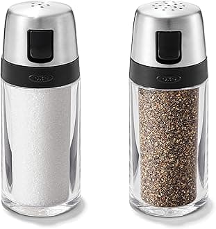 OXO Good Grips Stainless Steel Salt and Pepper Shaker Set Transparent, Black