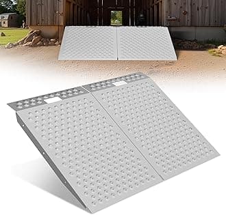 VNN 36" x 48" Shed Ramp for Riding Mower - 1500 LB Capacity Shed Ramps, Anti-Slip Punch Plate Ramp for ATV, Motorcycles, Garages & Barns (2PC, Slivery)