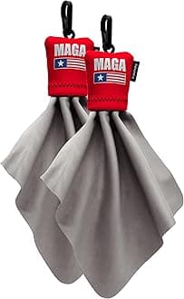 SPUDZ Classic Microfiber Lens Cleaner – Clip-On Pouch, Washable – for Binoculars, Scopes, Glasses, Screens | MAGA, 6 x 6 Inch (2-Pack)