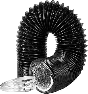 Flexible 10-Inch Aluminum Ducting, Dryer Vent Hose, Heavy-Duty Three-Layer Protection, 25-Feet Long for Heating Cooling Ventilation & Exhaust, Black