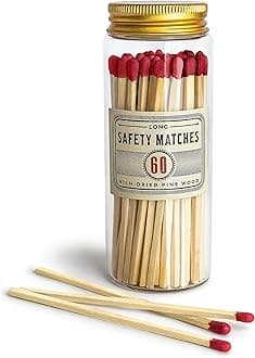 Premium Long Matches for Candles, Decorative Matches in Apothecary Jar, Colorful Matches Long Wooden, Safety Matches, Wooden Matches, Long Stick Matches (Red)