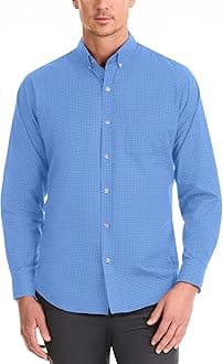 Mens Classic Fit Stain Shield Never Tuck Stretch Solid Button Down ShirtButton Down Shirt