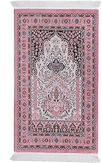 Muslim Prayer Mat - Pink, Thick Islamic Prayer Rug for Ramadan Gifts, Hajj Mubarak