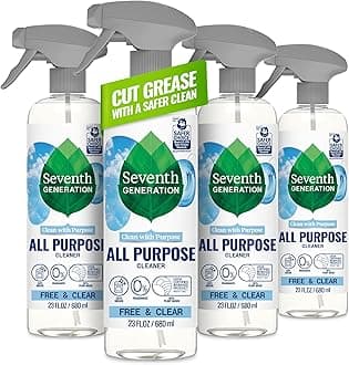 Seventh Generation All Purpose Cleaner, Biodegradable Formula, Free & Clear, 23 oz (Pack of 4)